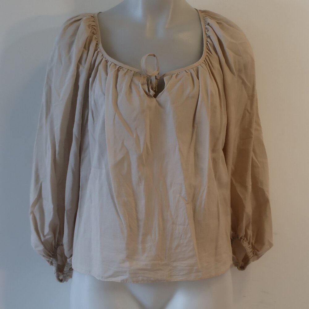 NWT Womens Intermix Beige Ellie Puff Sleeve Blouse Top P US/XS